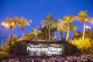 Entrance sign to Disney’s Polynesian Village Resort